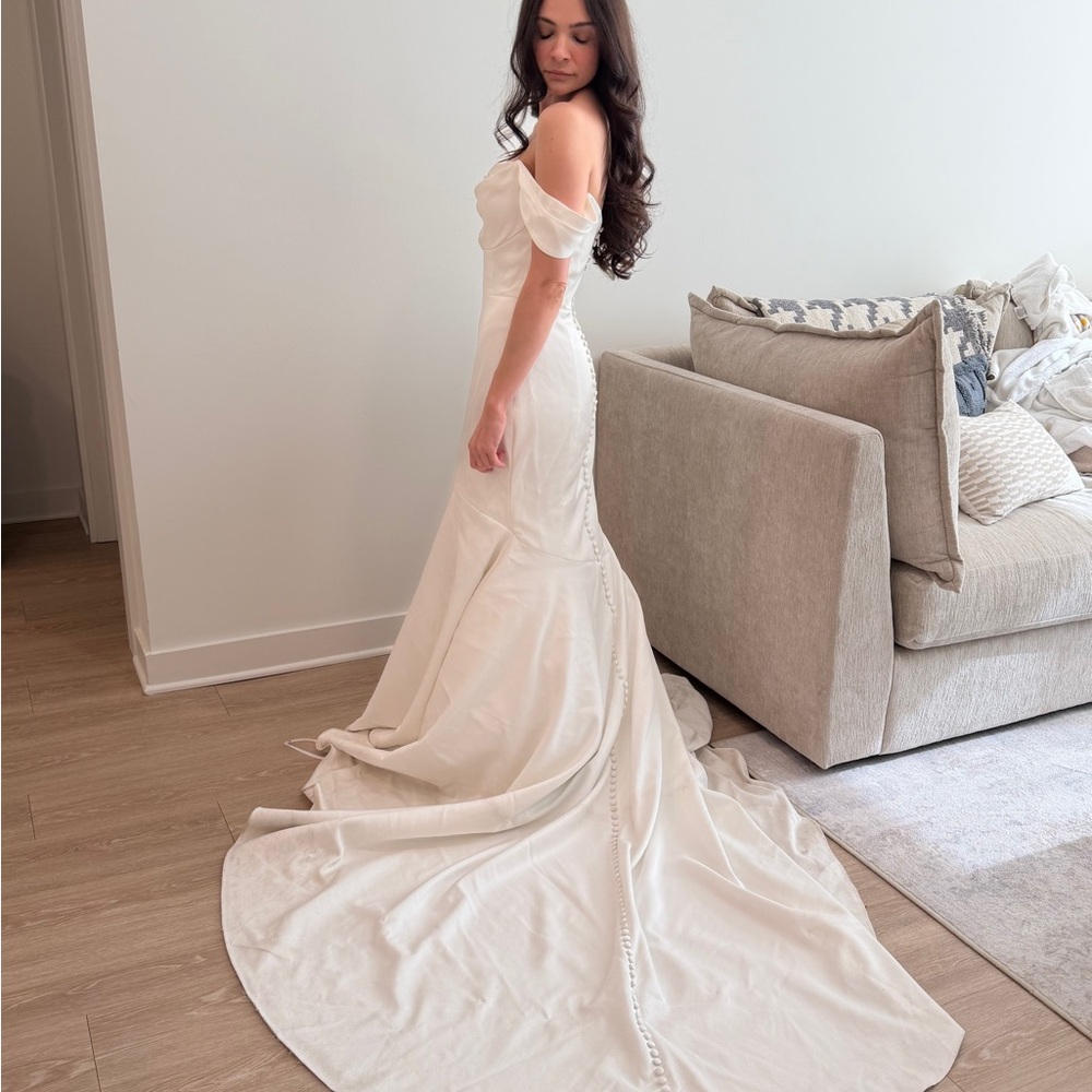 Jenny Yoo Off-Shoulder Cream Wedding Dress